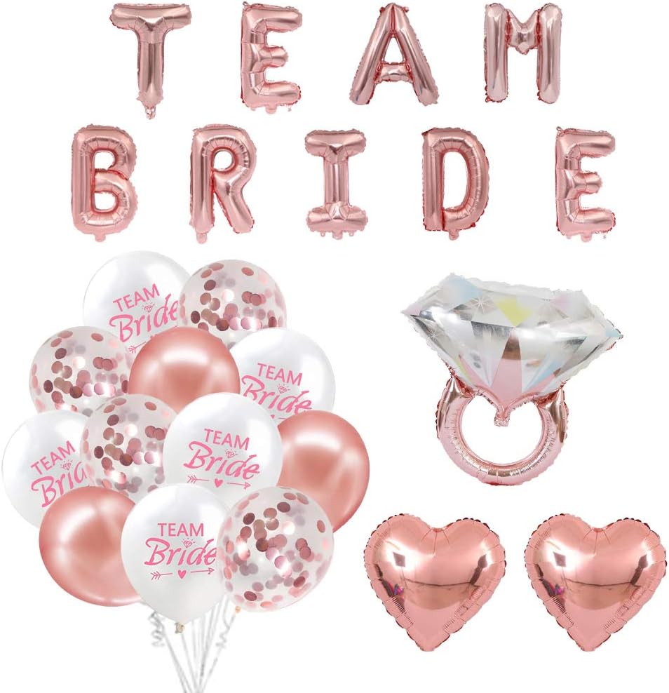ETLEE Rose Gold Bridal Shower Party Decoration-16" Team Bride Banner with Confetti Balloons & Foil Balloon for Bride to Be Party Supplies