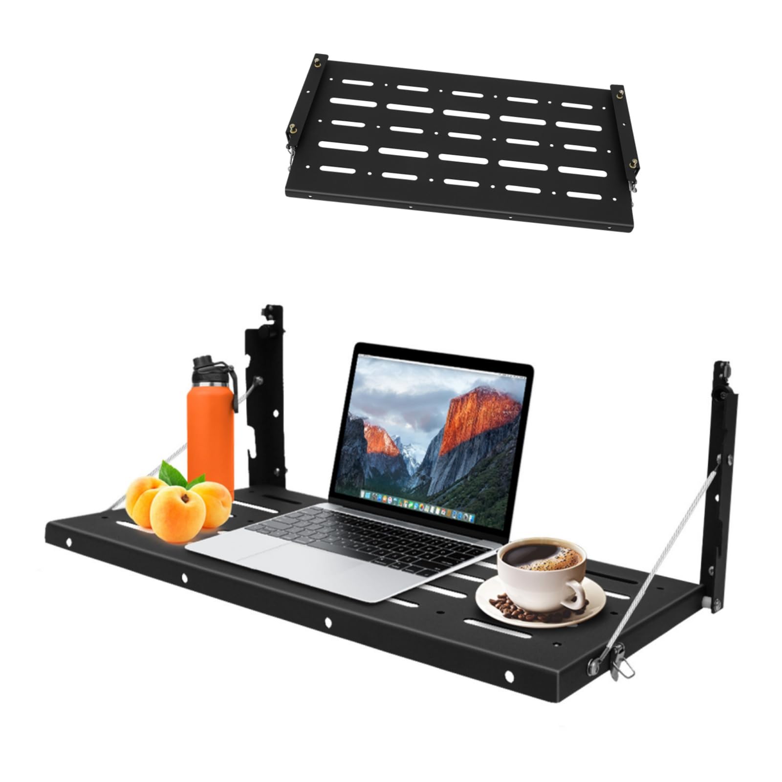 Klapptisch Heckklappe Jeep Wrangler | JK Metal Tailgate Folding Table 60 x 31 cm | Faltbar Rack Heckklappentisch | Laderaumhalterung Foldable Shelf Stand Tragkraft: 34,01 kg