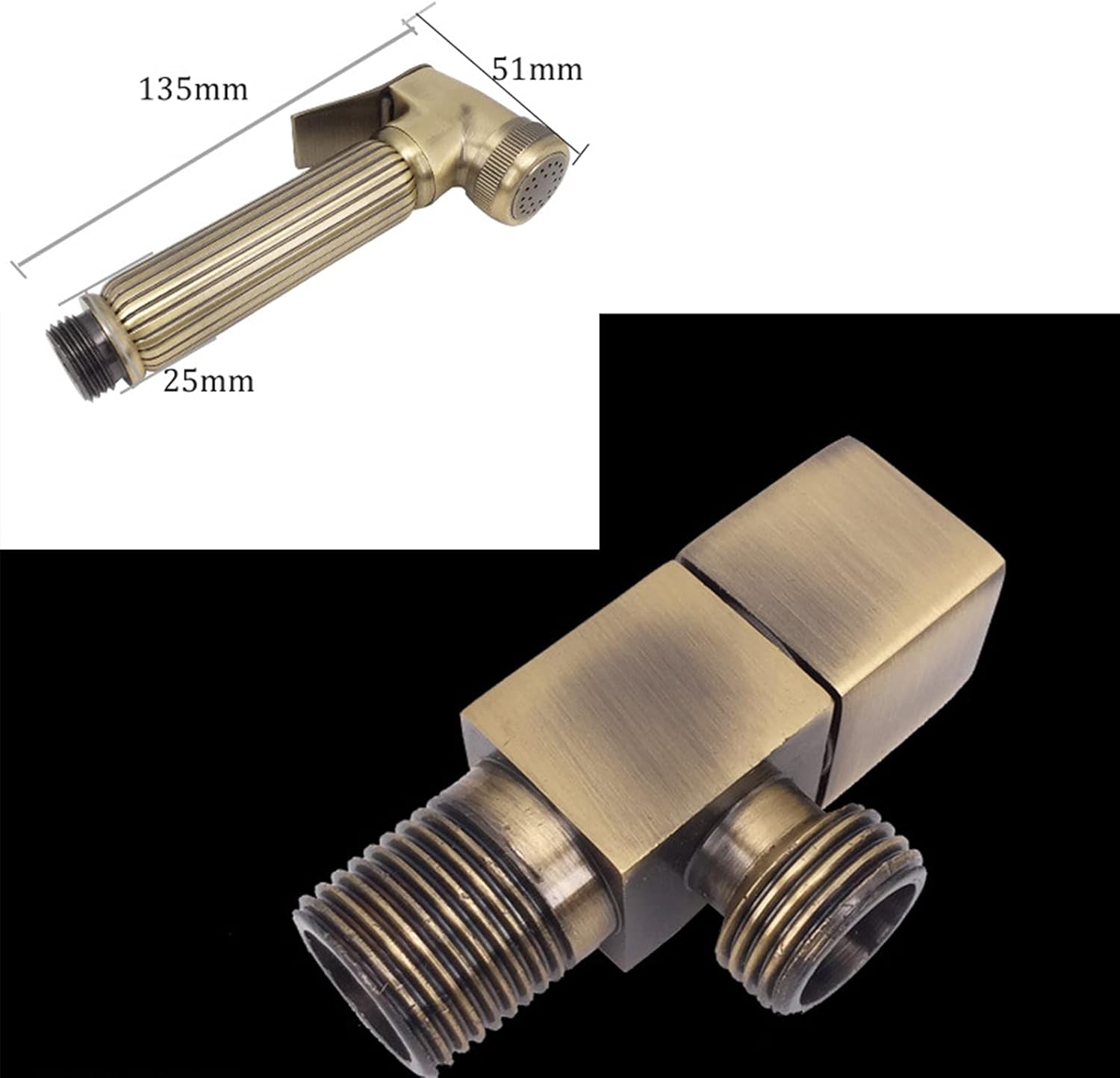 GORKEM Hand Held Bidet Sprayer, Solid Brass Toilet Douche Kit Shattaf Shower Head Copper Valve Faucet Set