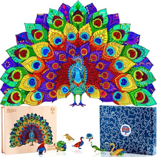 The Puzzled Tree Puzzle para Adultos XL 330 Piezas (46 x 31 cm) Puzzle de Madera de Pavo Real para Adultos de