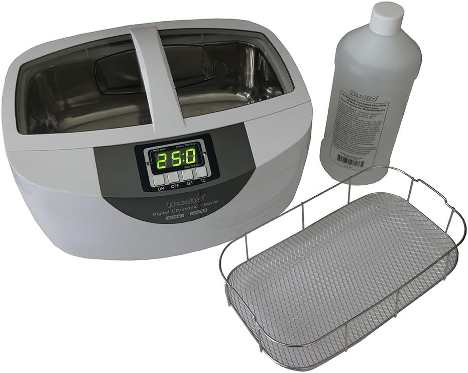 iSonic® Ultrasonic Brass and Gun Cleaner P4820-WSB25 with 25 min. Timer, Heater and Stainless Steel Wire Mesh Basket, Brass Cleaning Solution Concentrate 1QT