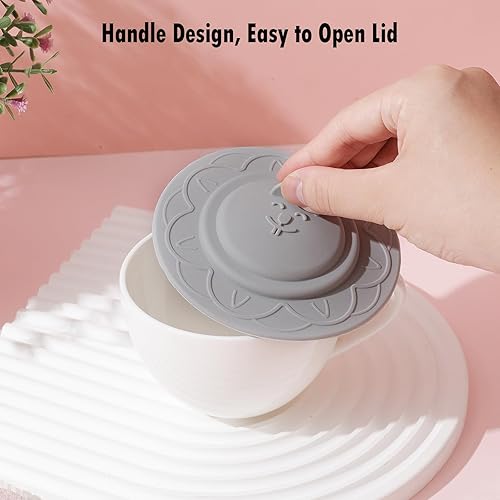 Miniatura 3 de Cat's face - Juego de 4 fundas de silicona multicolor para tazas, tazas, teteras, fundas flexibles para tazas, tapas de tazas calientes para café y