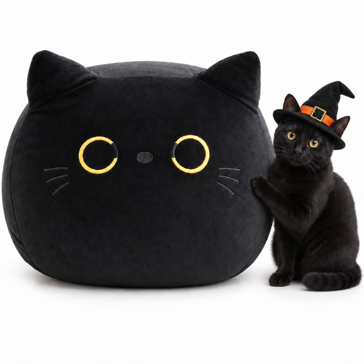 29" Jumbo Black Cat Plush Kitty Pillow - Giant Stuffed Animal, XXL Plushie