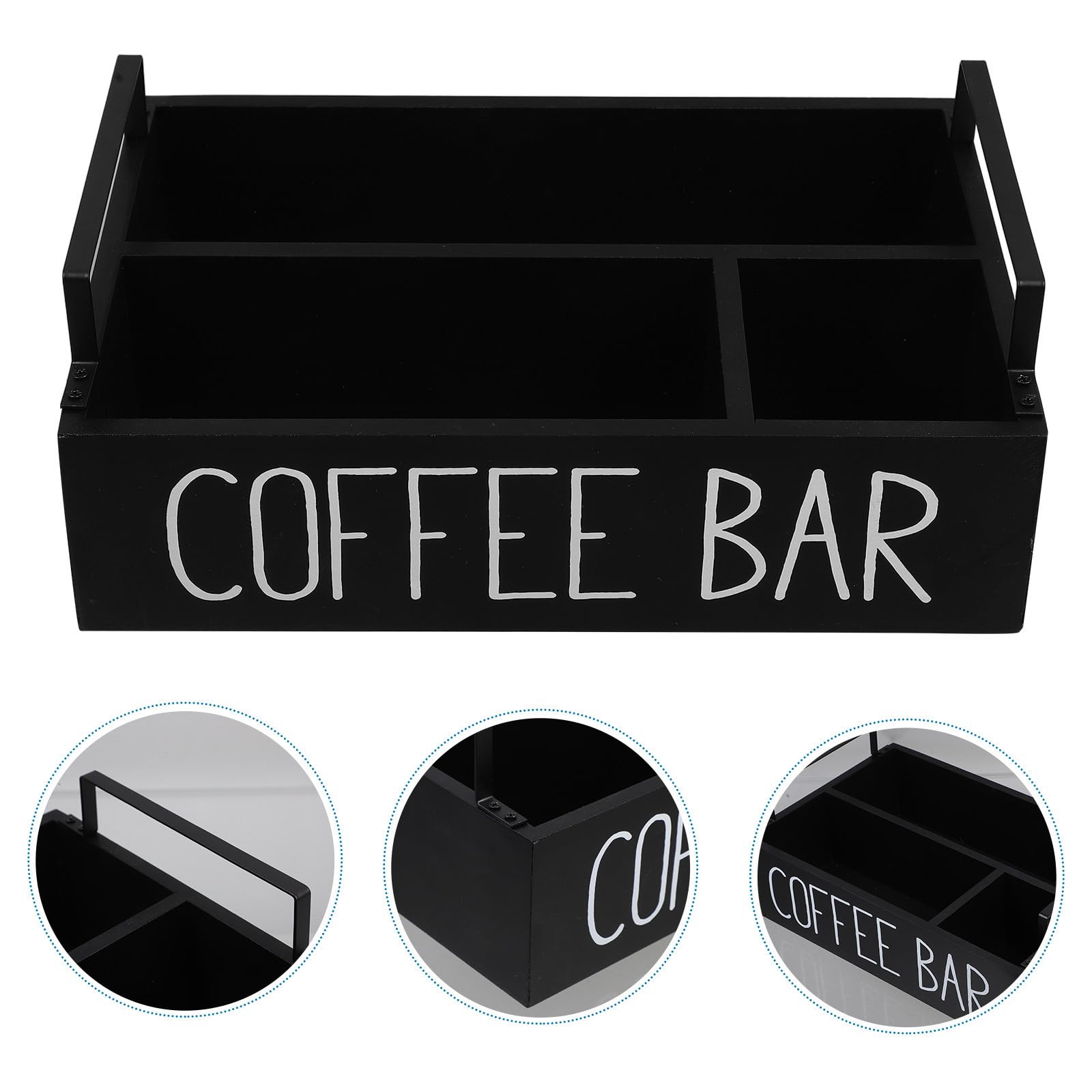 Scatola Porta Bustine di Tè e Caffè in Legno Nero Grande Capacità e Scomparti Multipli per Organizzare la Cucina e Mantenere Piano di Lavoro Pulito Riutilizzabile