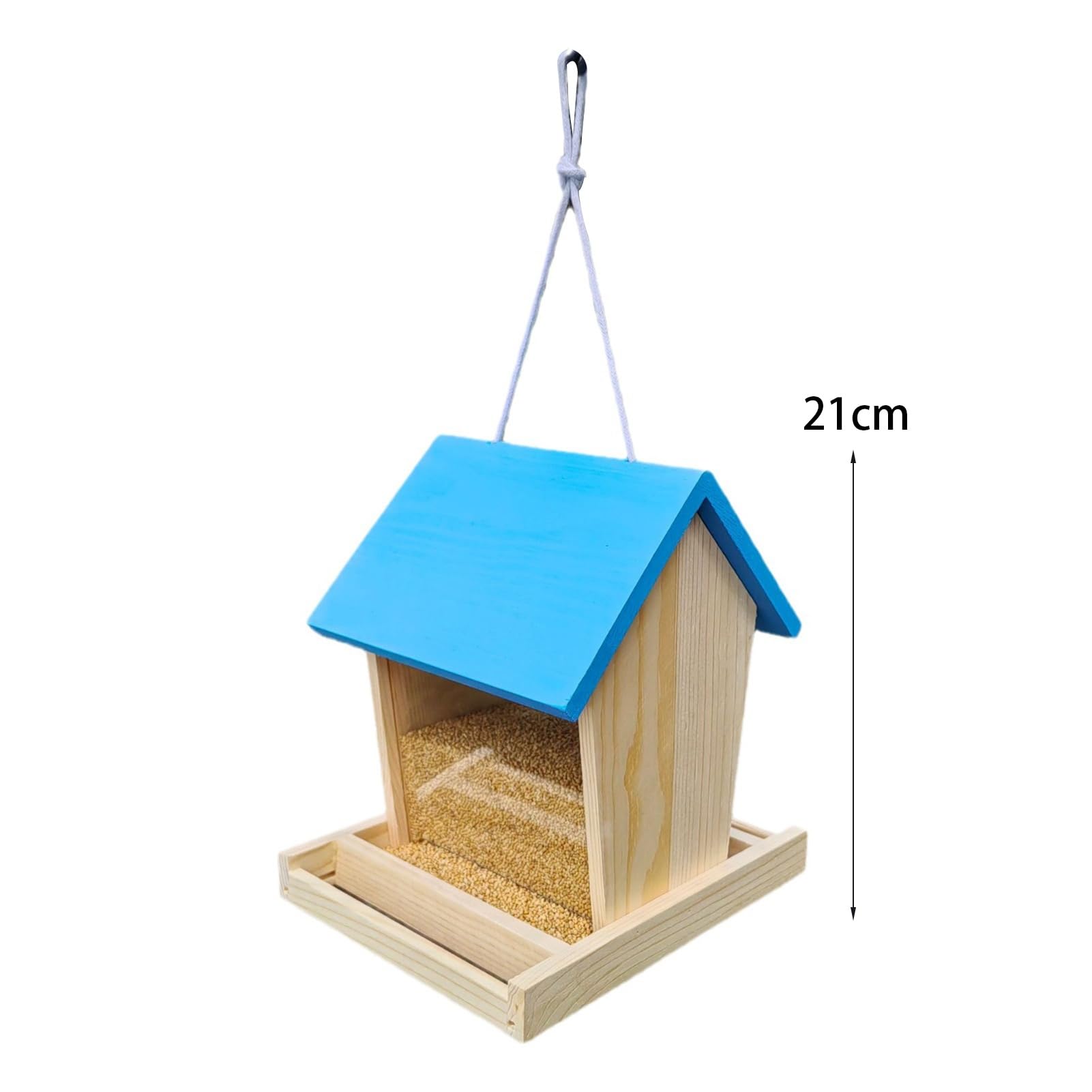 Feeders - Comedero grande de madera colgante para cardenales y pinzas, color azul
