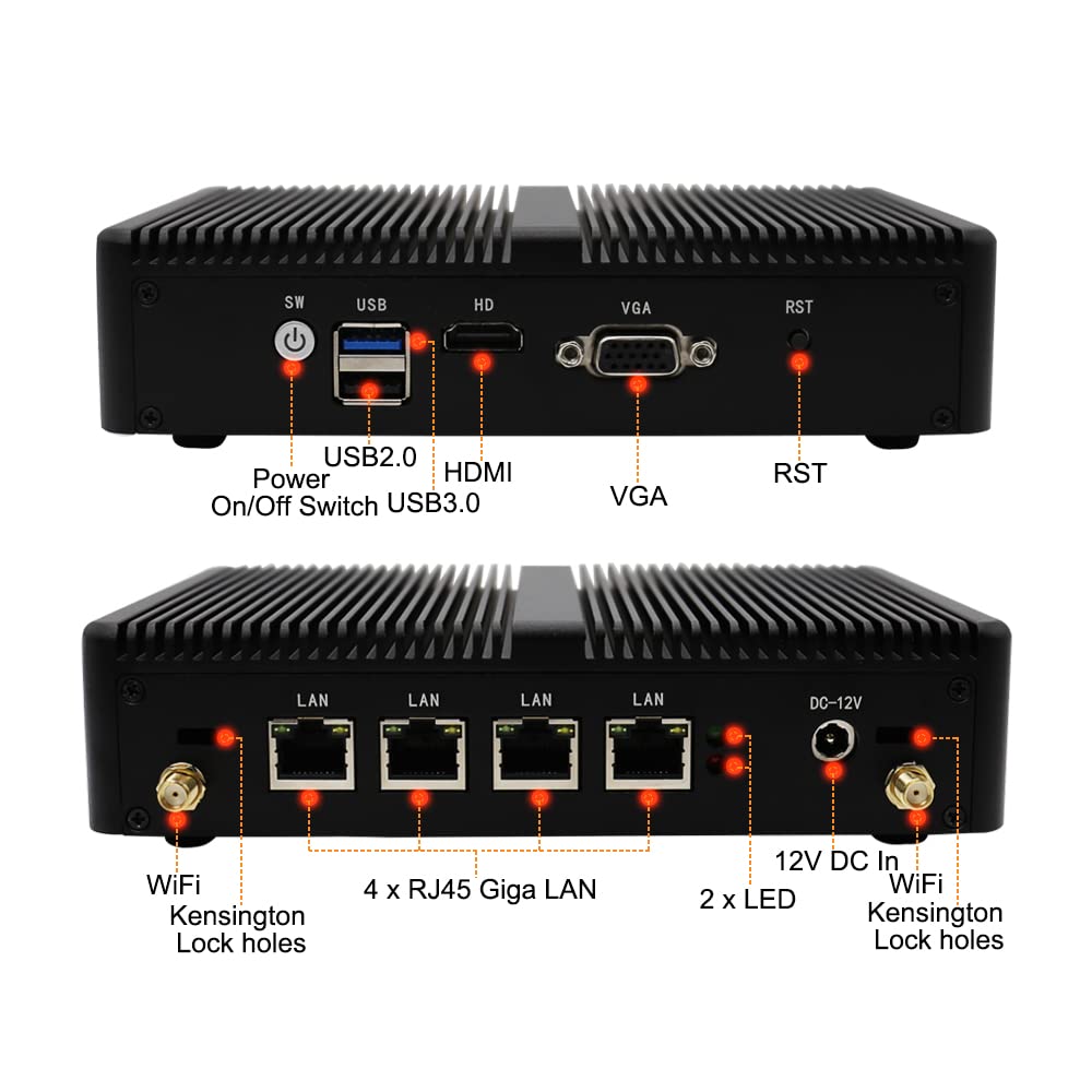【中古】4 LAN仕様 miniPC J1900 （自前ルーター可） Amazon.com: EGSMTPC Cheap Mini PC 4GB RAM 64GB SSD, Intel Quad