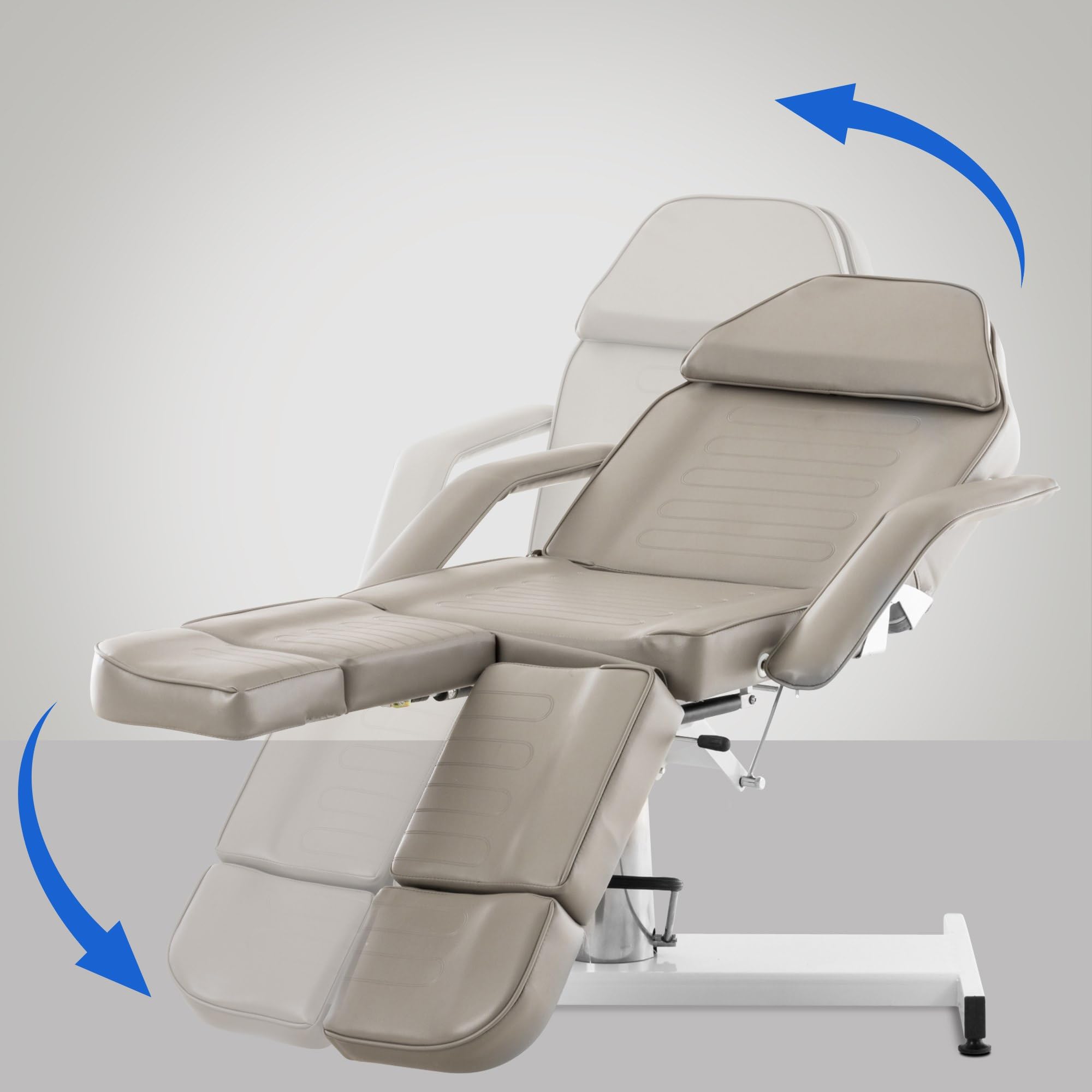 CLP Lettino Idraulico Centri Estetici Split V2 In Similpelle I Lettino Professionale Regolabile Con Braccioli Rimovibili, Carico Max 400 KG, Colore:grigio