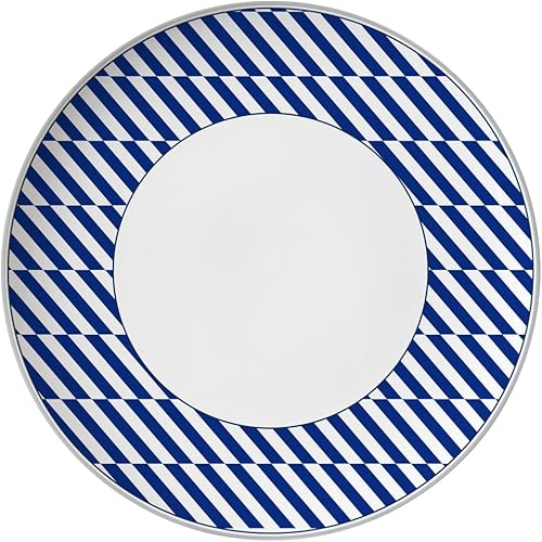 Miniatura 3 de LLLY - Juego de cubiertos vintage de porcelana de hueso a rayas azules para hotel, restaurante, plato de cena, plato de pasta para carne, compota