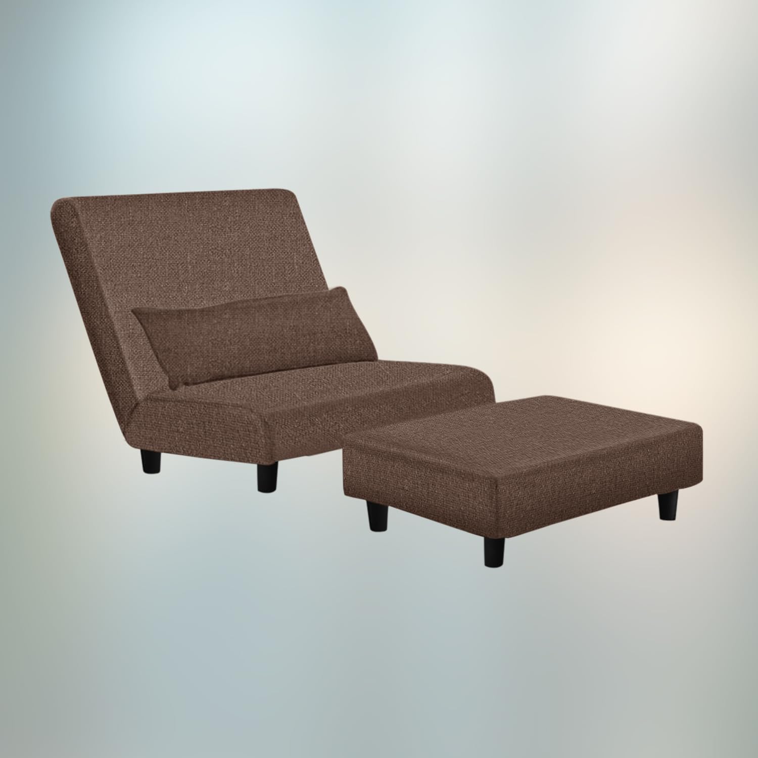 DECOR STUDIOS Recliner Chair | Floor Sofa | Low Floor Seating | Floor Lounger Parent (Sofa with Pouffe, Brown-Color)