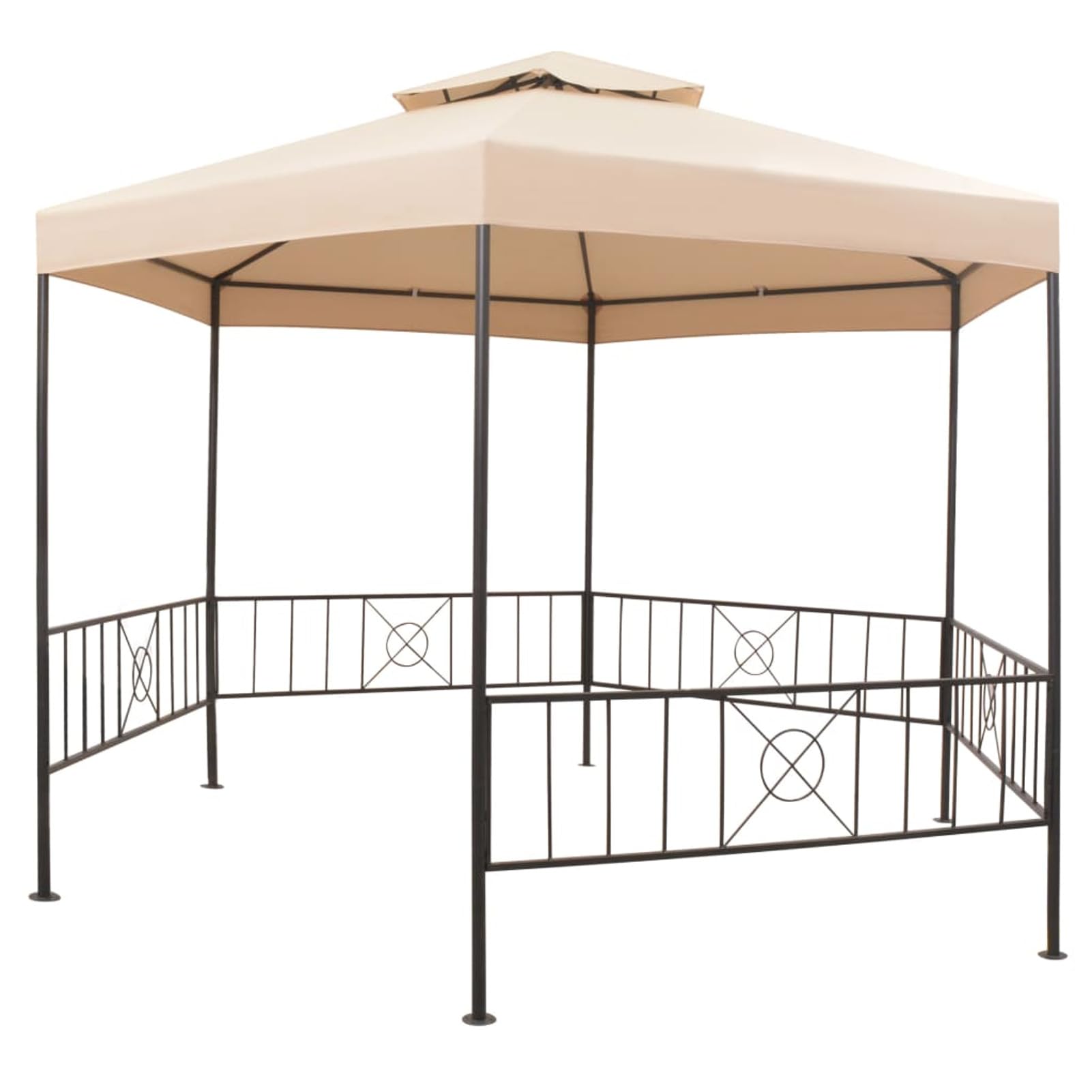 Gartenpavillon Partyzelt, Party Deko, Festzelt, Pavillon, Garden Decoration, Canopy Tent, Lagerzelt, Gartenpavillon, Hexagonal Beige 323x265 cm