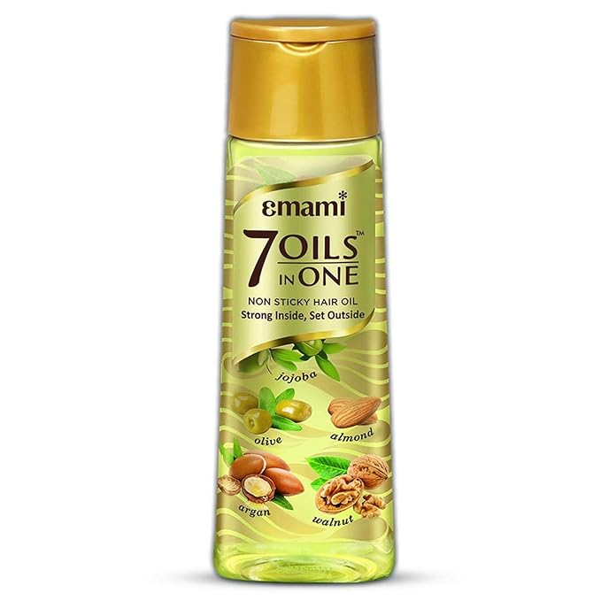 Emami 7 Oils In One Non Sticky & Non Greasy Hair Oil, 20 Times Stronger Hair, Nourishes Scalp With Goodness of Almond Oil, Coconut Oil, Argan Oil & Amla Oil, 500ml at Rs. 262