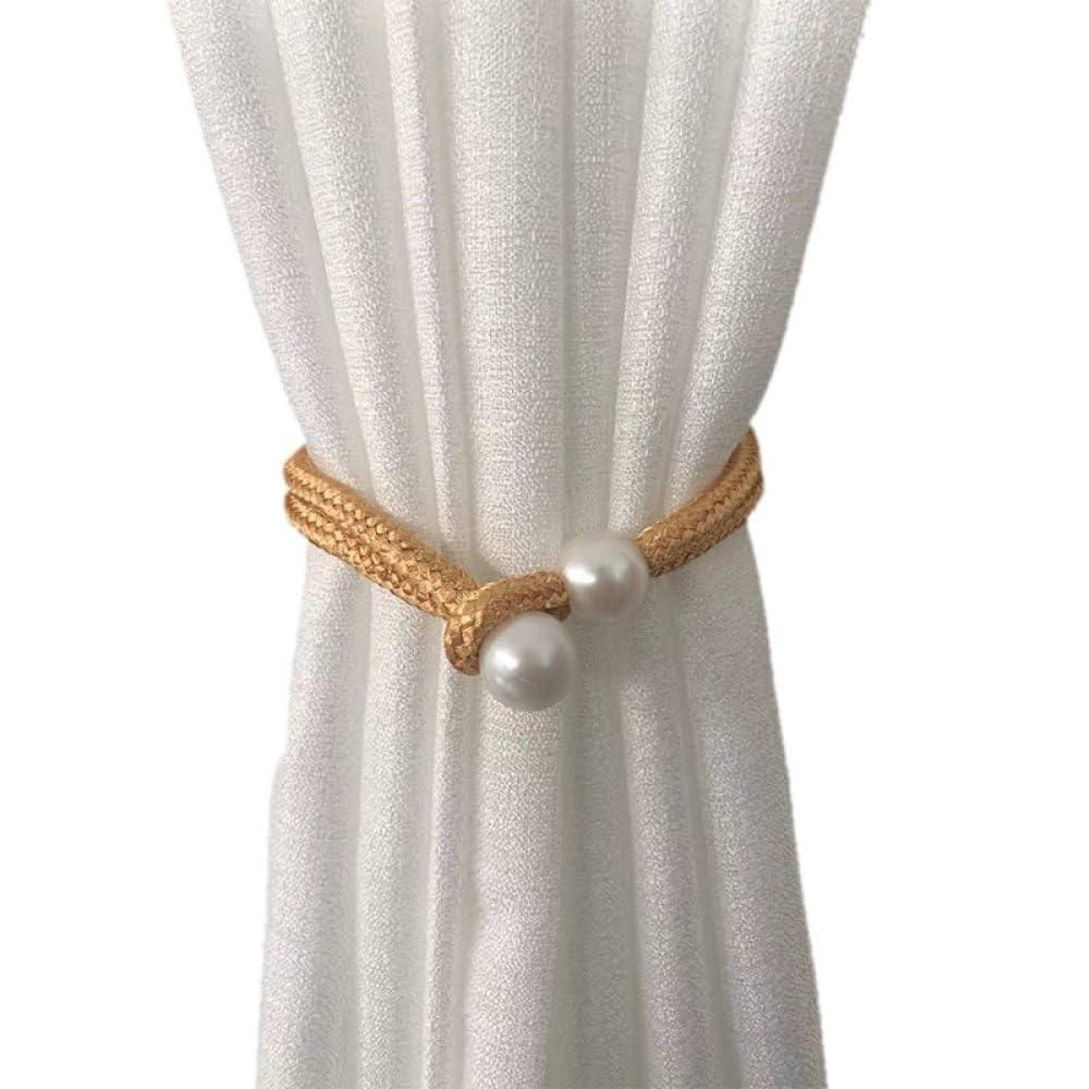 Vakorise Oranje Curtain Ties, 2 Pack Faux Pearl Adjustable Rope Tie Backs For Drapes, Multicolor