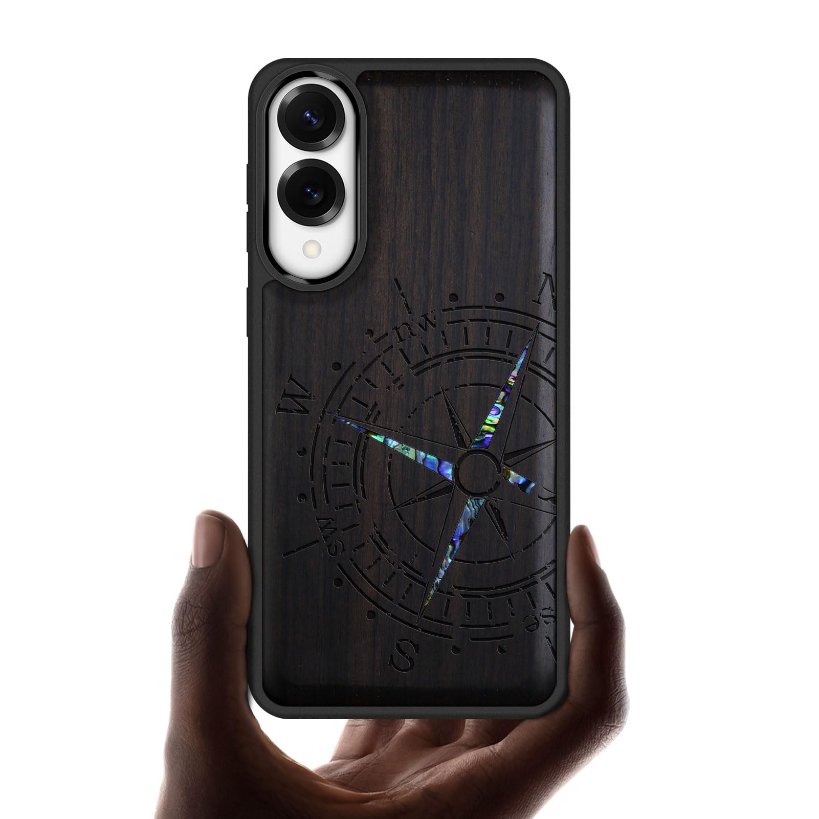 Carveit Magnetic Wooden Case for Samsung Galaxy S25 Edge Case, Wood Artisan Engraved & Handmade Shell Inlaid, Compatible with MagSafe Wireless