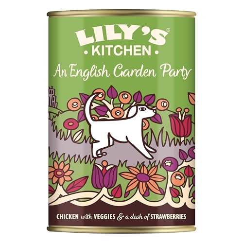 Lily's Kitchen Elaborado con Ingredientes Naturales Lata de alimento húmedo para Perros Adultos Pollo con Fresas 6 x 400g