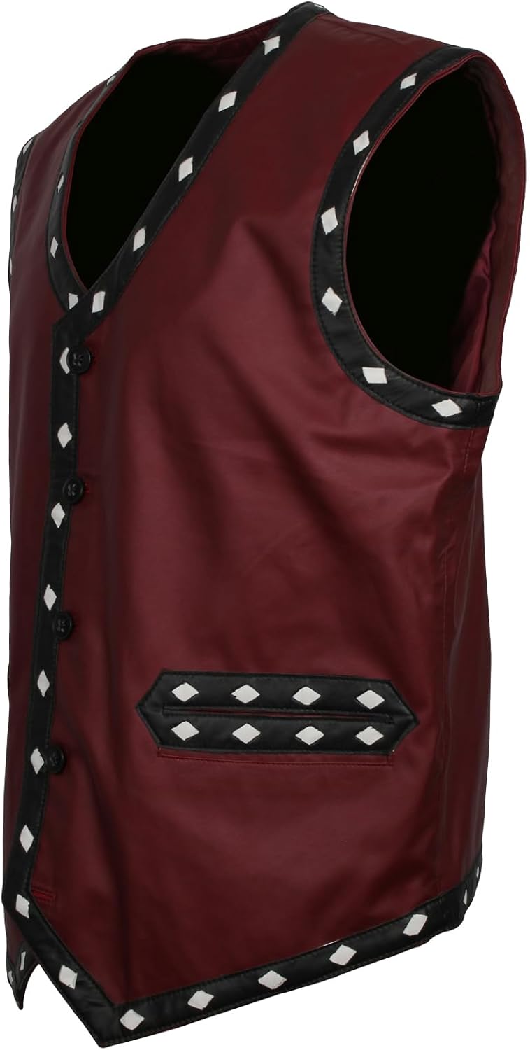 The Warr-iors Men Maroon Leather Vest Cosplay Costume