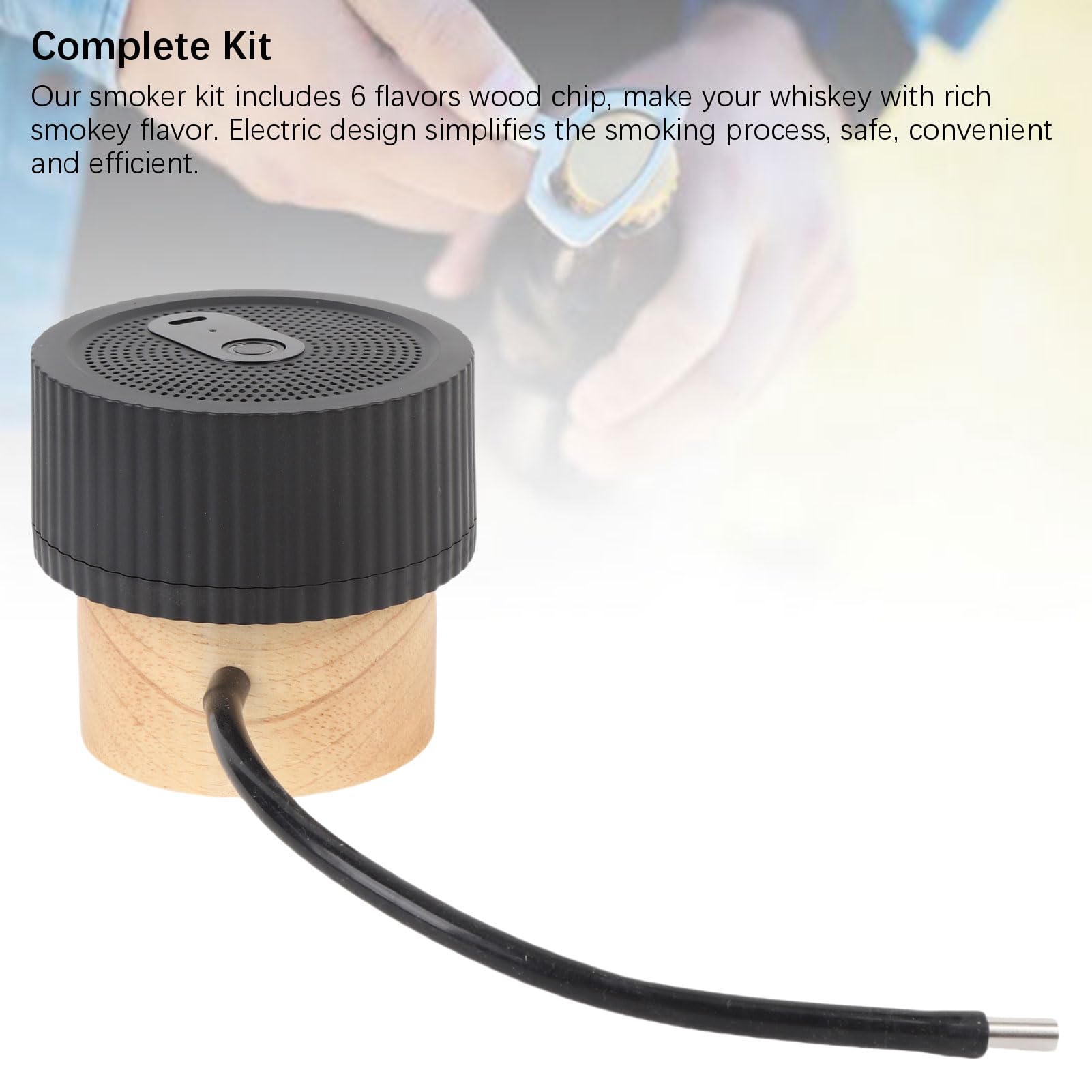 Kit per Affumicare Whisky, Efficiente Kit per Fumatori di Cocktail con 6 Trucioli di Legno per Bar di Casa, Infusore per Affumicatura a Freddo per Bevande, Cibo, Barbecue, Regalo Elettrico