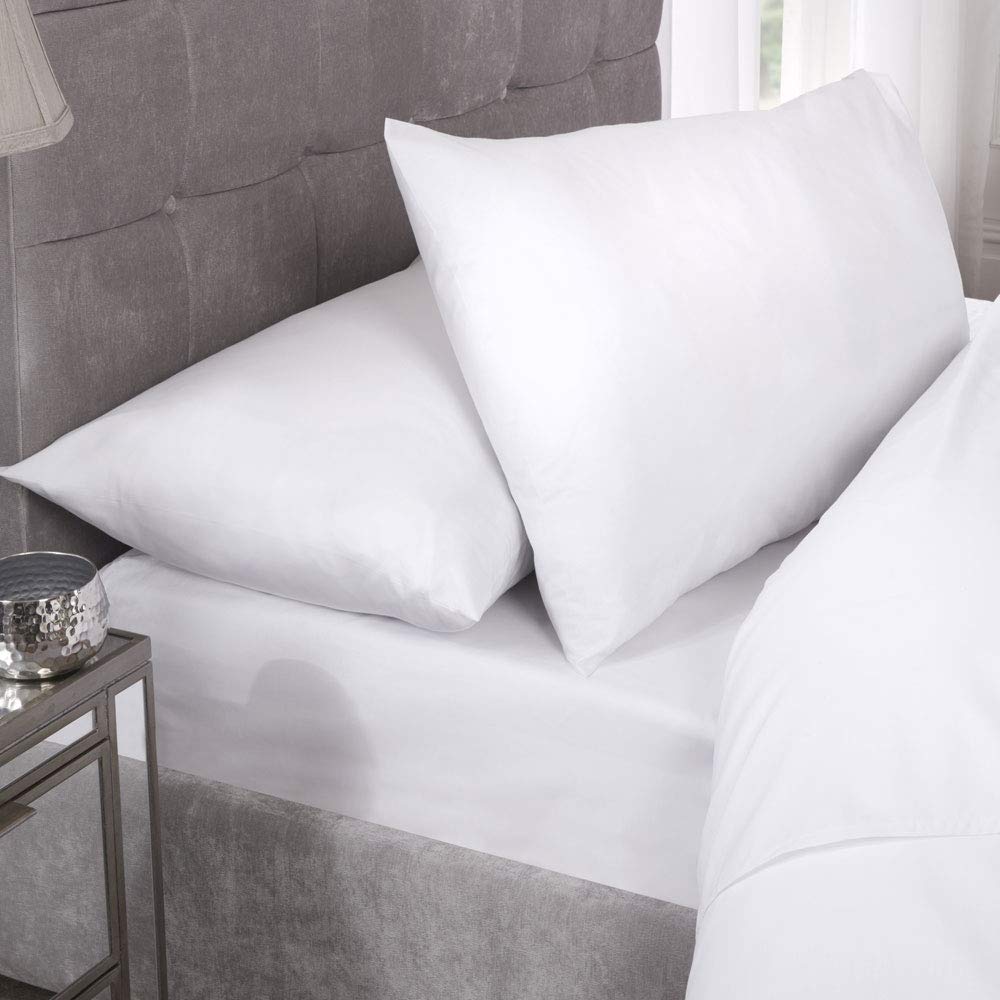 180 Thread Count Percale Fitted Sheet in White - Double Bed