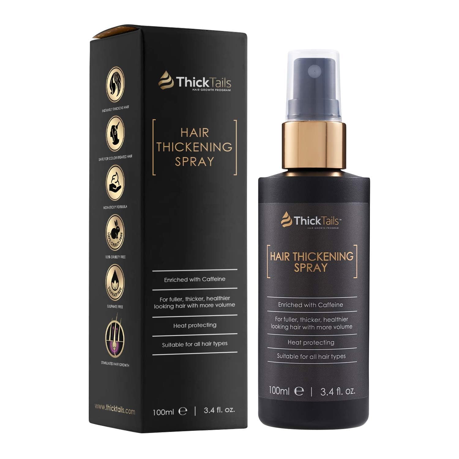 ThickTails Haarverdicker Spray für feines & dünnes Haar – Haarverdichtungsspray & Volumen-Spray für Frauen & Männer – Für sichtbar voller & dichter aussehendes Haar mit mehr Ansatzvolumen, 100 ml