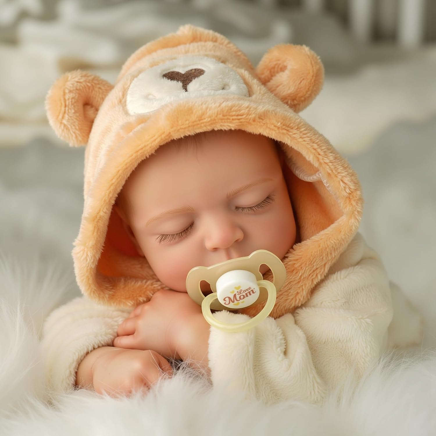 BABESIDE Reborn-Babypuppe Junge 43 cm Schlafend Realistische Babypuppe Weicher Stoffkörper Lebensechtes Neugeborenenhaar mit Spielzeugzubehör, Geschenk für Kinder ab 3 Jahren