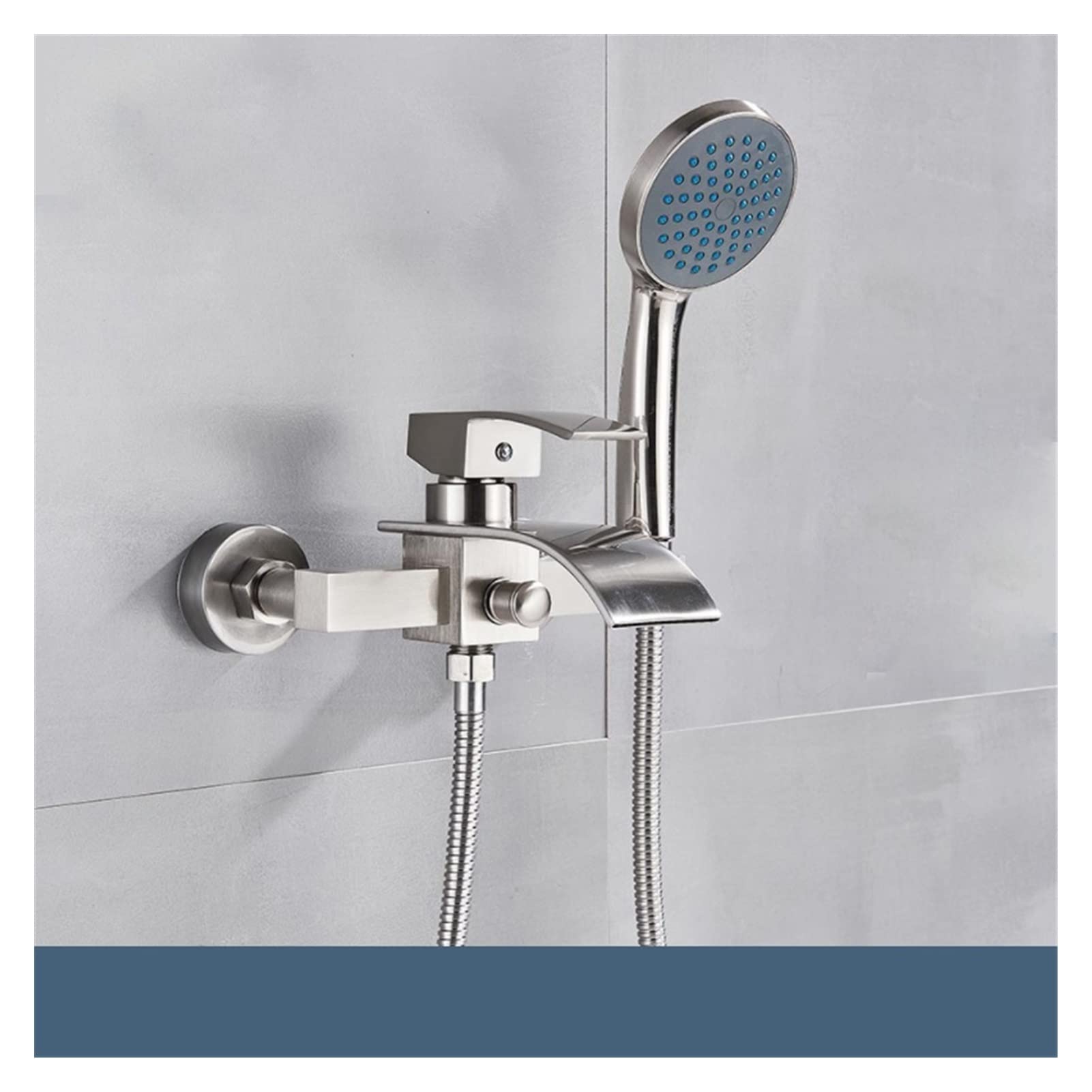 Sjdopulse Brushed Nickel E Modern Bathroom Faucet Matte Black Bathroom Bathtub Faucet Waterfall Faucet With Hand Shower Hot And Cold Water Mixer Taps Wall-Mounted Bathtub Faucet Drain Assembly (Brushed Nickel E)