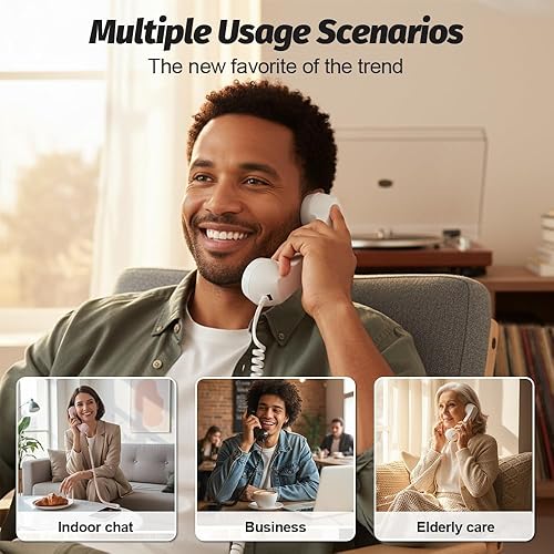 Miniatura 6 de Auricular retro para iPhone y Android, receptor de teléfono celular con micrófono y altavoz, estilo de los años 90 para fotos, receptor de teléfono