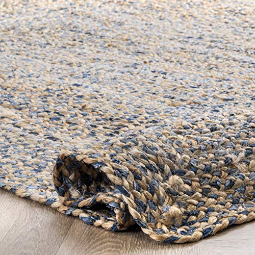 Nuloom Eliz Braided Denim And Jute Area Rug, 6' X 9', Blue #TOP6