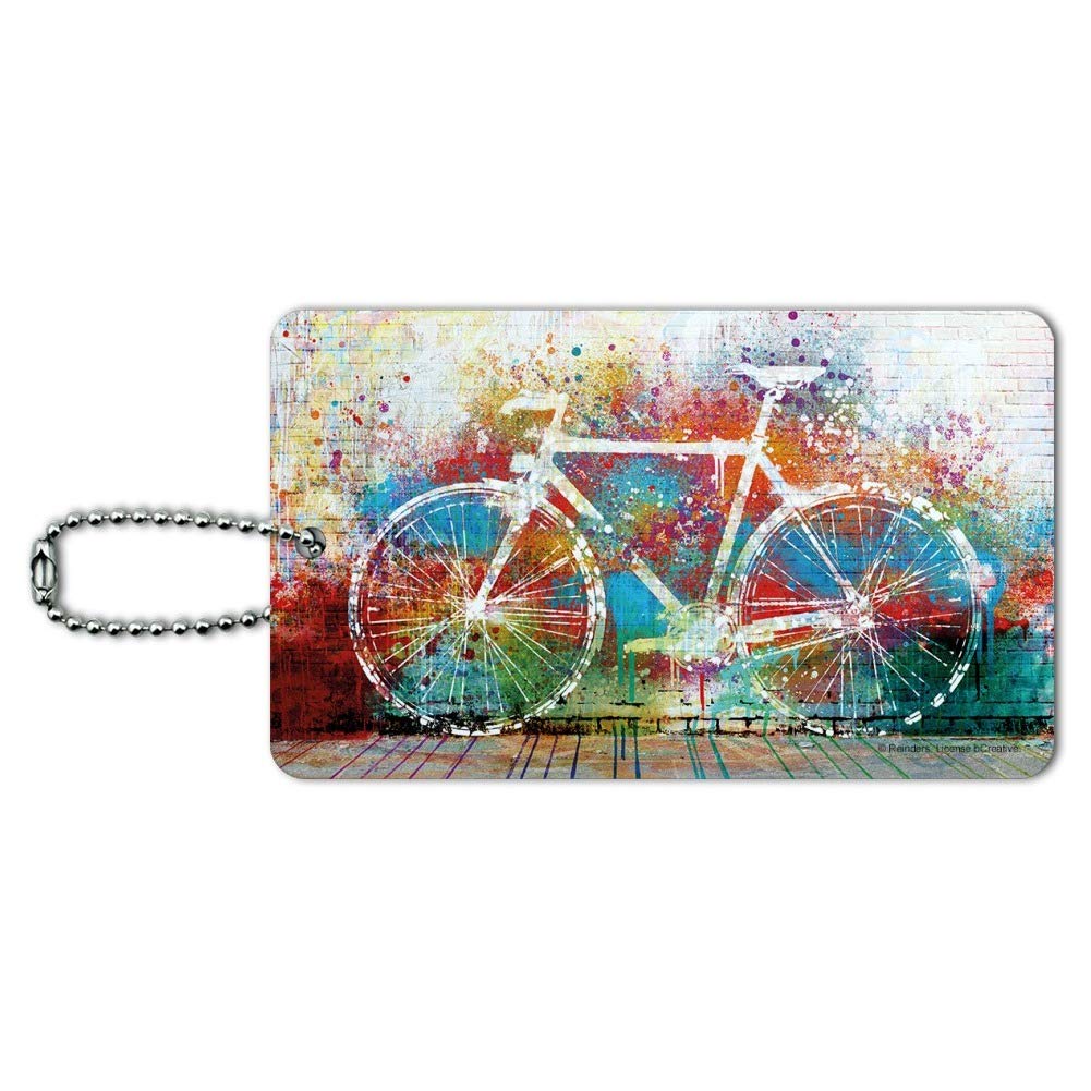 Colorful Rainbow Negative Space Bicycle Bike Wall Luggage Card Carry-On ID Tag