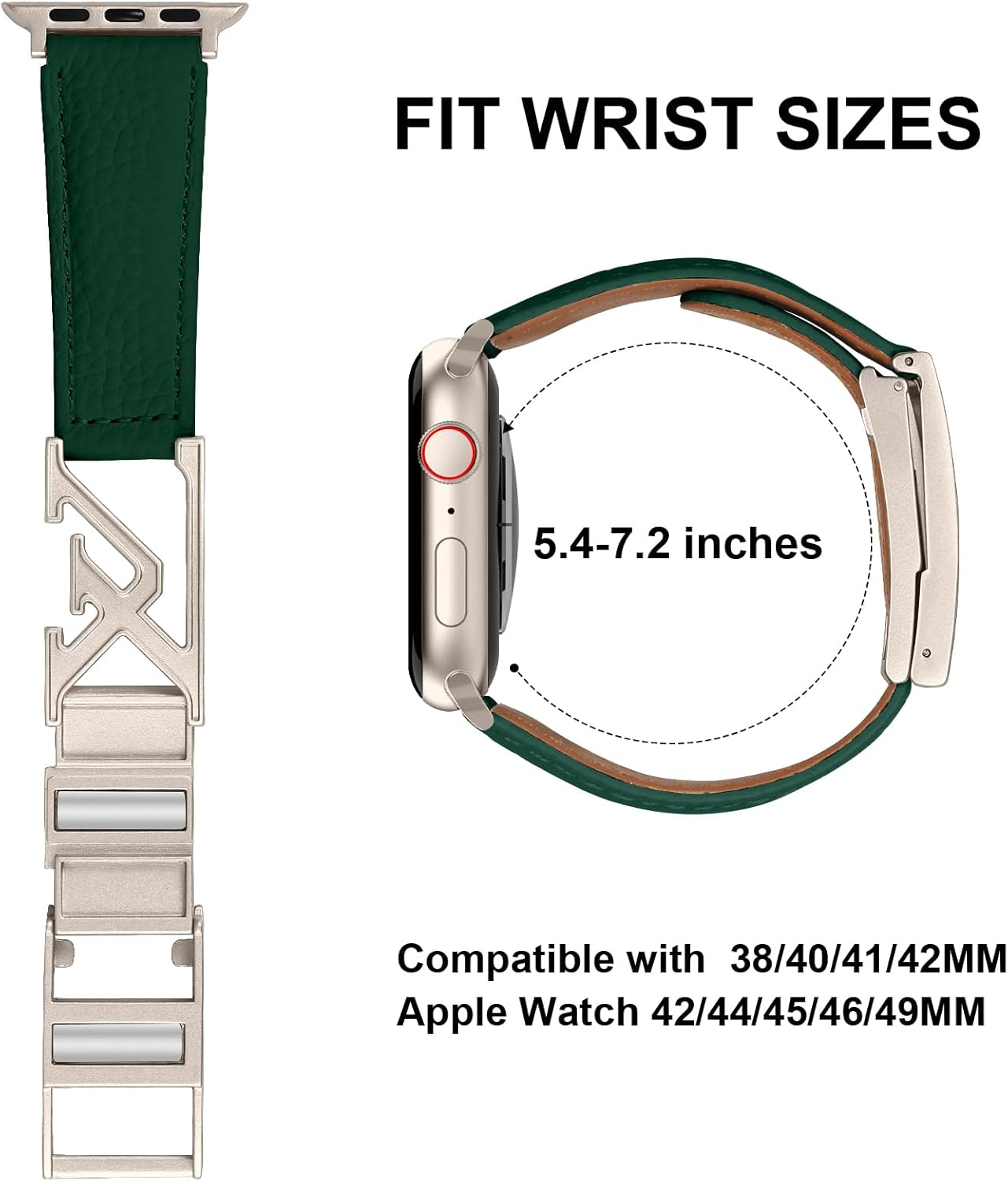 Leather Magnetic Band Compatible with Apple Watch Bands 38mm 40mm 41mm 42mm 44mm 45mm 46mm 49mm, Top Grain Genuine Leather iWatch band, Designer Dressy Luxury Strap for Women Men - Image 3