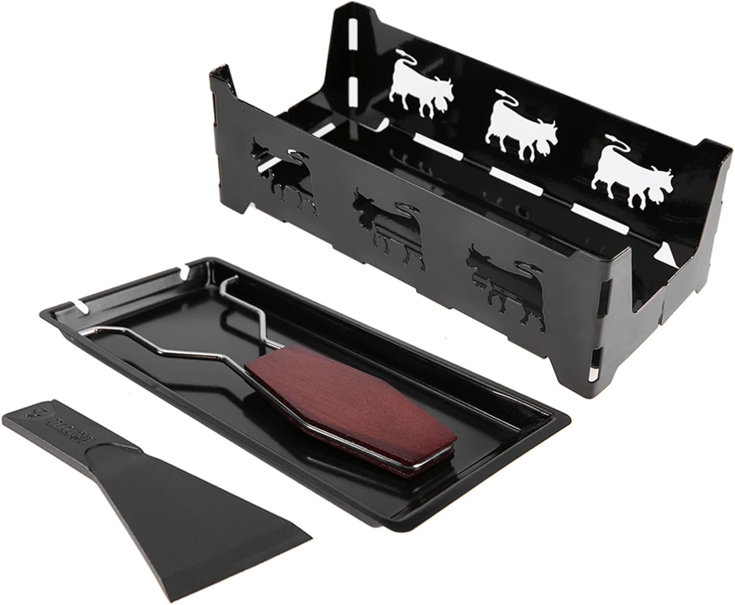 Dioche Raclette Heater Mini Rotaster Baking Tray with Wooden Handle for Grilling - Perfect for Indoor and Outdoor Use