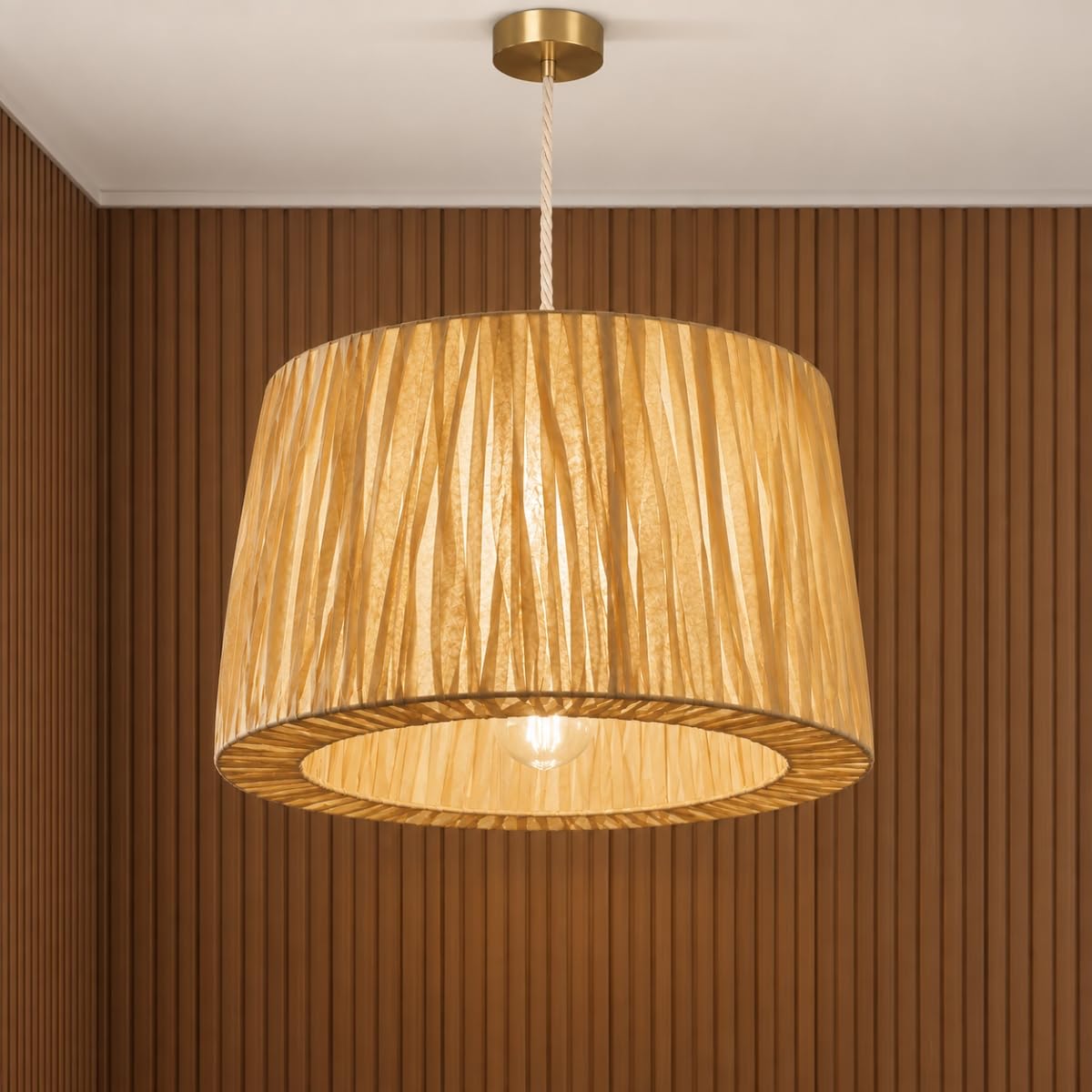 CGC Lighting Indoor Ceiling lamp Shade Straw Paper Easy fit Non Electrical (Large Straw)