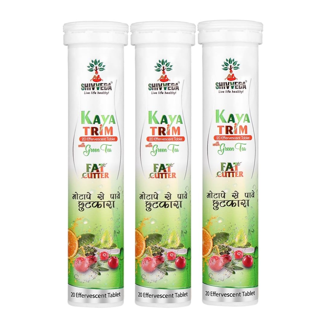 Shivveda Kaya Trim Effervescent Tablets | Ayurvedic Formula for Weight Management, Detox & Slimming | 60 Tablets | Herbal Health Supplement (Pack of 3)