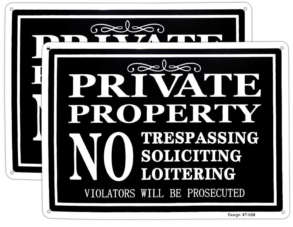 Warnschild 'Private Property No Trespassing' – 25,4x25,4 Cm, Reflektierend, Mit Metallpfahl Für Garten & Hof