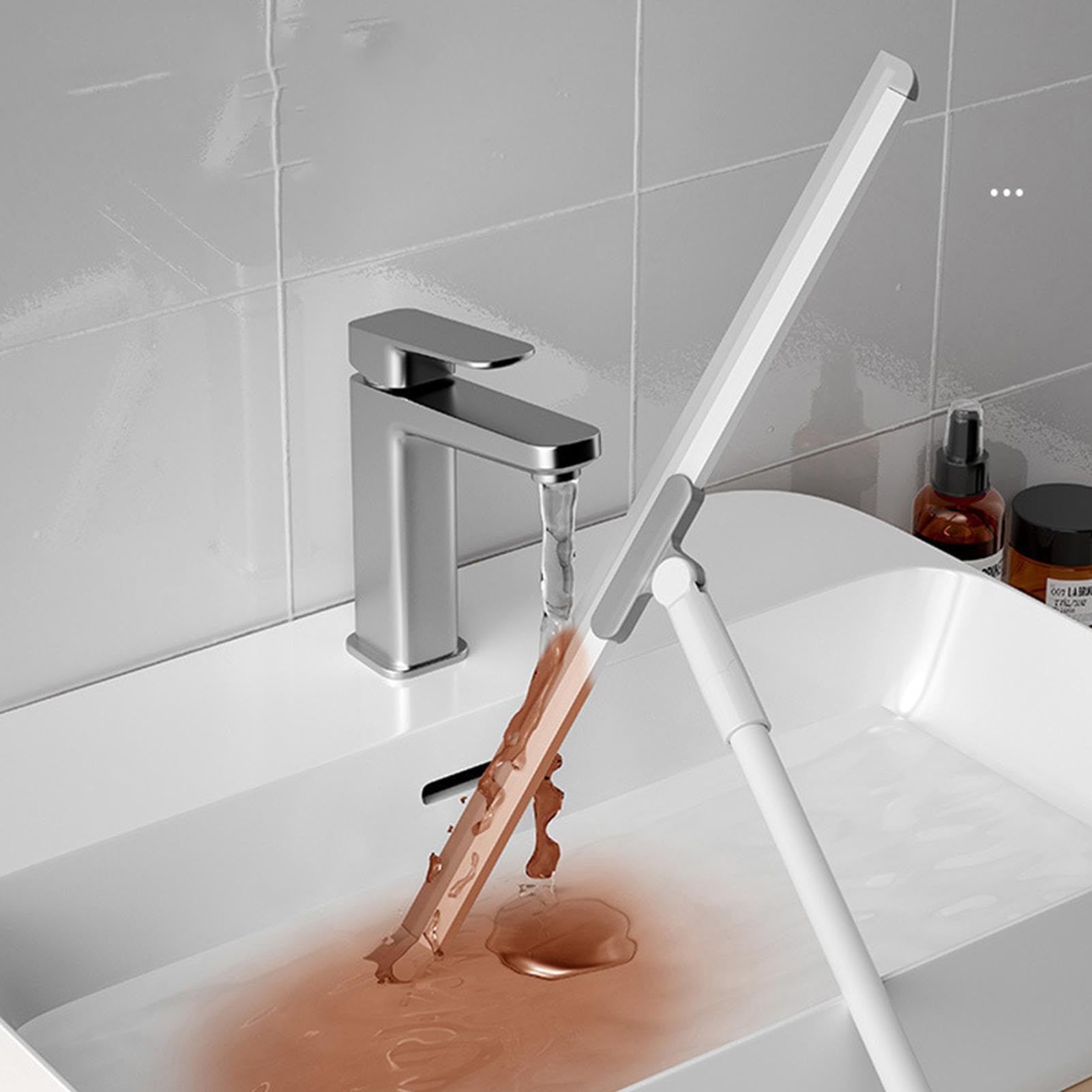 Spazzola in ferro con rotazione di 180 gradi, in microfibra rimovibile | manico ergonomico flessibile, per pulire sporco, polvere, macchie, macchie, raschietto regolabile per la casa, per bagno