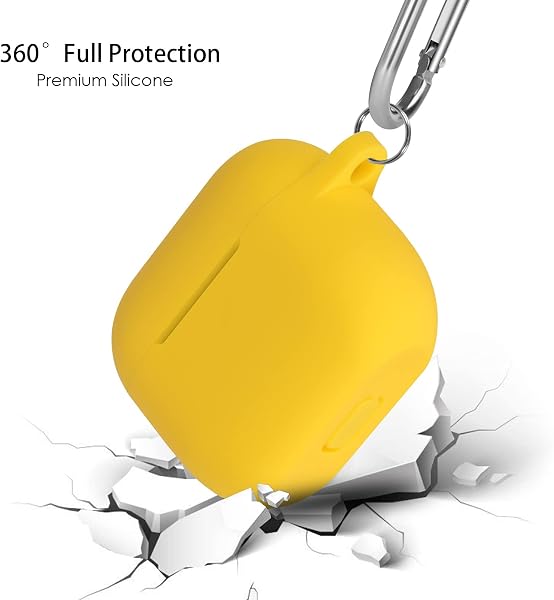 Custodia in Silicone Compatibile con AirPods 3, Case Cover Protettiva in Premium Silicone per Airpods 3rd Generation(2021) con Moschettone, LED Frontale Visibile, Giallo - 4