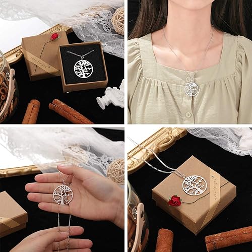 Miniatura 6 de Collar Kaululu con nombre personalizado para la familia, con 1-9 nombres grabado, colgante de árbol de vida, collar para mujer, hombre y familia,