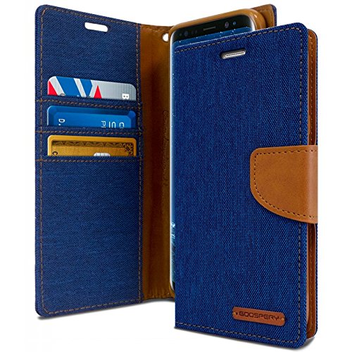Mooya Samsung GALAXY Note 9 CASE[Denim Material CANVAS] Wallet Case [ID Card/Cash Slot] [Bright][young][gentleman] Stand Flip Cover[Shock Absorbing] TPU Casing for (Samsung GALAXY Note 9, Royal blue)