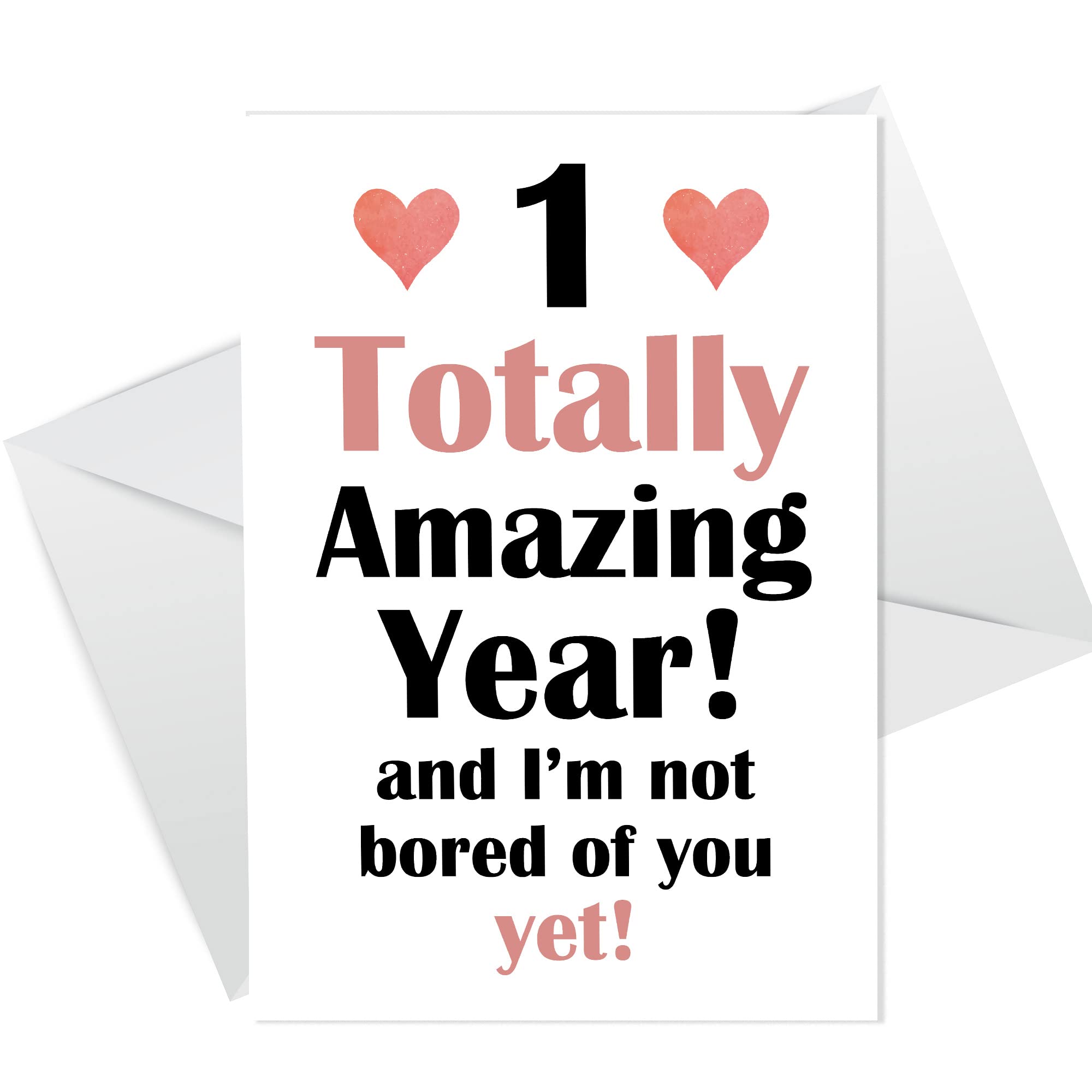 RED OCEAN Anniversary Card 1 Totally Amazing Year Anniversary Card for Girlfriend Boyfriend Wife Husband Partner Friend Him Her