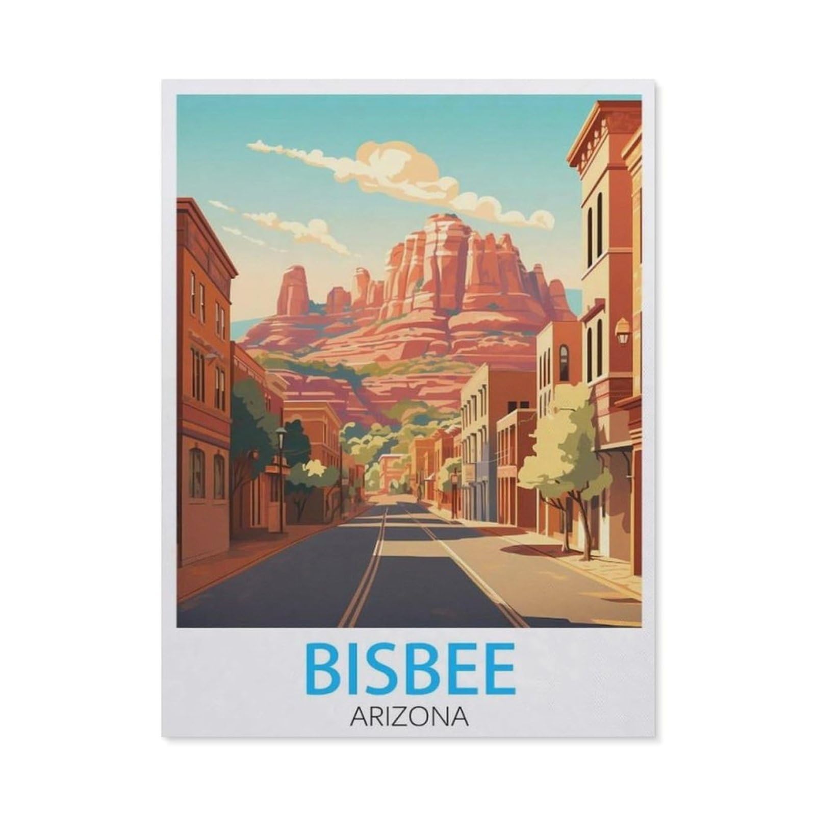BEAYODKP 5D DIY Diamond Painting Kit，Bisbee Arizona Vintage Travel Posters，Crystal Mosaic Full Drill Round Diamond Painting Embroidery Accessories（50 x 60 cm/19.68 x 23.62 inches）-BX17