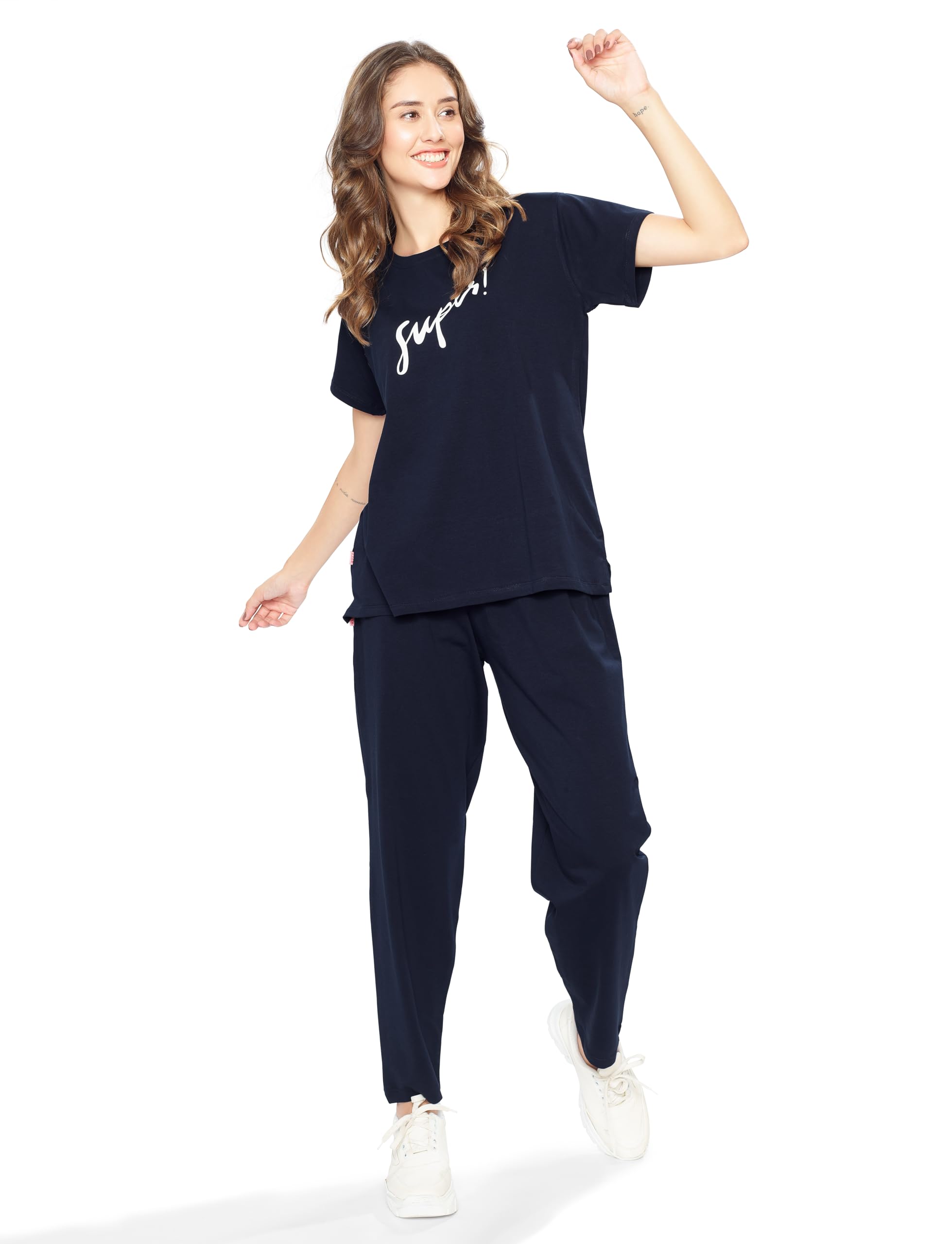 Printed Round Neck Half sleeves Co-ord set Tracksuit For Women-image-25