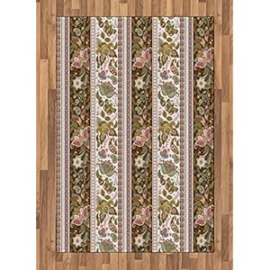 ABAKUHAUS Oriënteren Tapijt, Perzisch bloemmotief, vlak Geweven Vloerkleed voor Woonkamer, Slaapkamer, Eetkamer, 120 x…