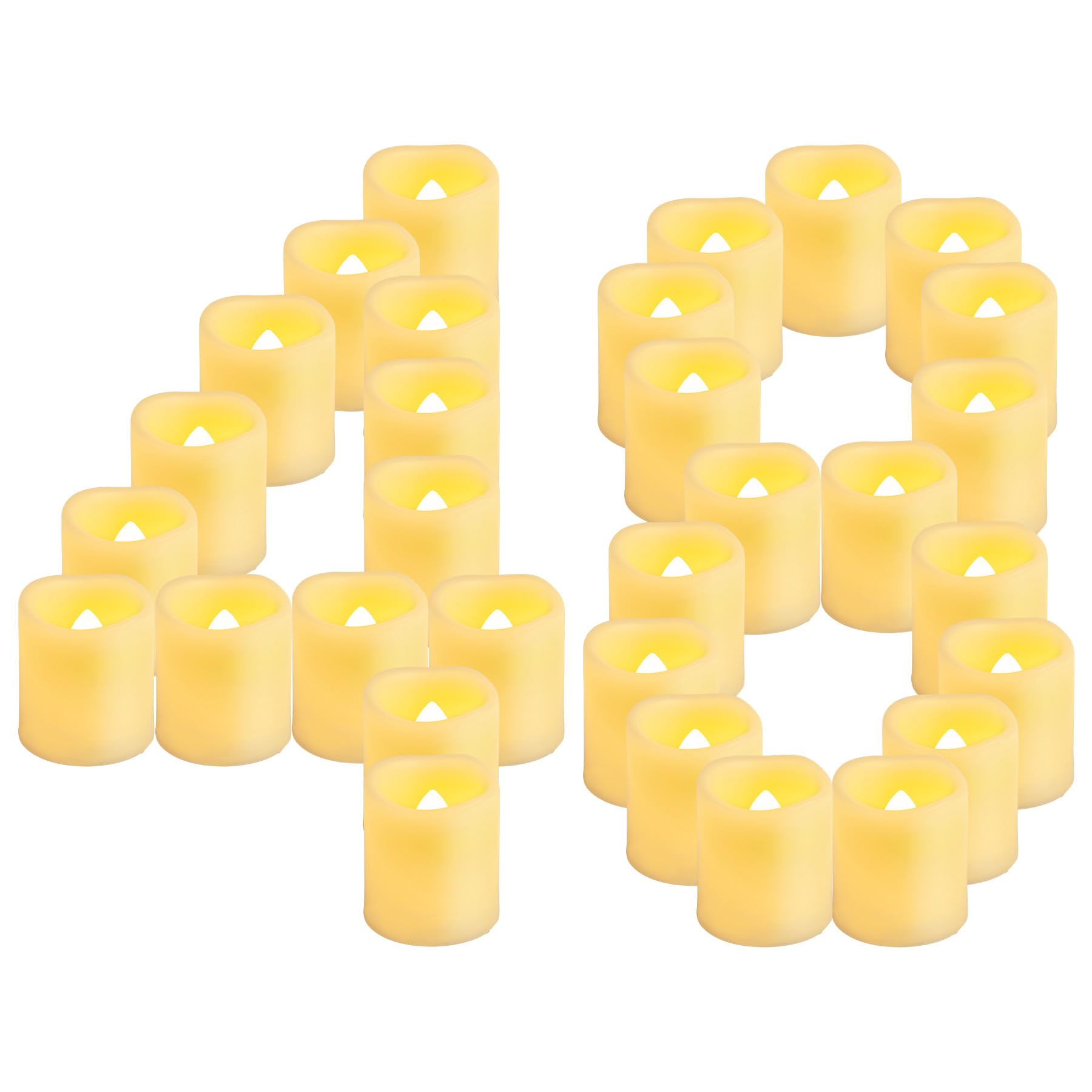 CANDLE IDEA 48 Pack Battery Powered Flickering LED Tea Lights, Flameless Votive Electric Fake Candles for Wedding, Festival Celebration, Party, Halloween, and Christmas Decoration (Warm White)