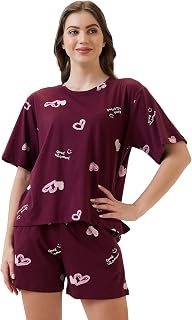 AV2 Women's Cotton Printed Round Neck Sleeveless Nightsuit Pajama Set| Bermuda Shorts Set | Casual Night Dress -2893 Price In India
