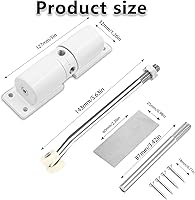 Vista 2 de Cierre Automático de Puerta, Cierre de Puerta de Resorte de Seguridad de Aleación de Zinc Ajustable de 30 kg (Blanco)