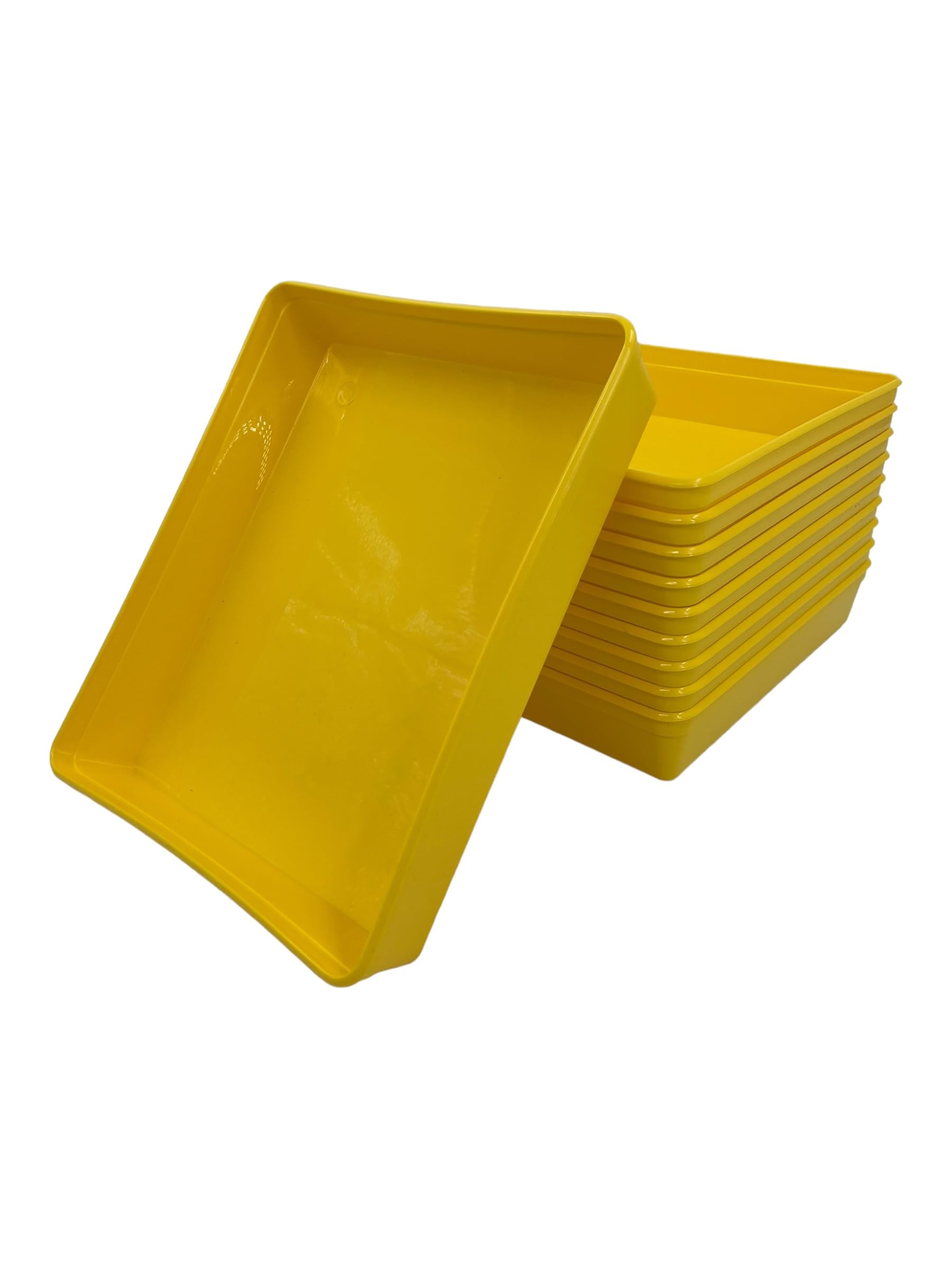 Plastic Activity Trays, Colours Kids Play Art Tray Crafts Toy Organizer Tray (Pack of 10) - UK Made (Yellow, 30 x 25 x 5cm)