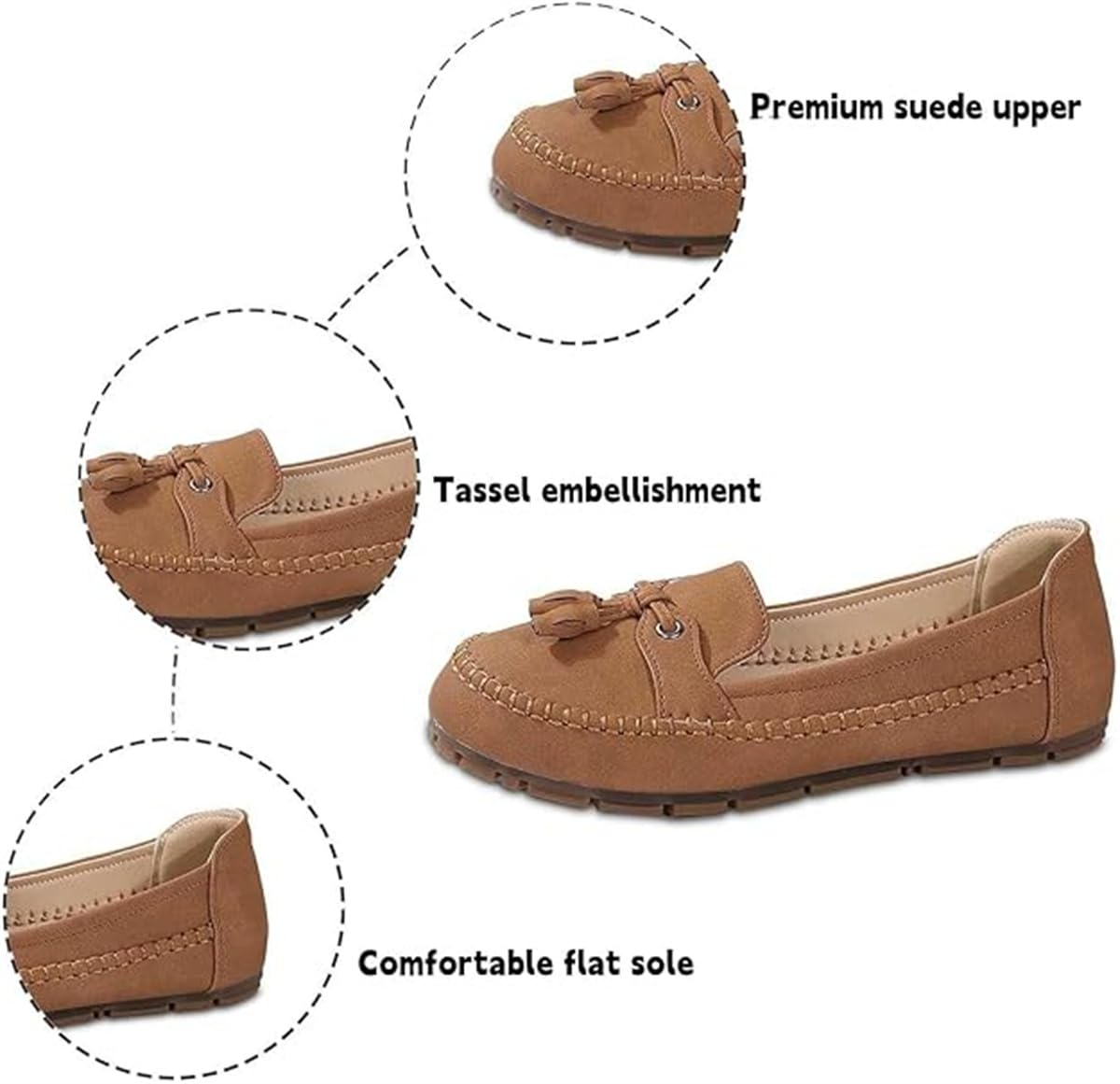 Mocasines vintage cómodos de piel de ante para mujer, zapatos planos ortopédicos suaves de ajuste ancho con soporte de arco, mocasines transpirables para conducir, Blue, 40.5 EU