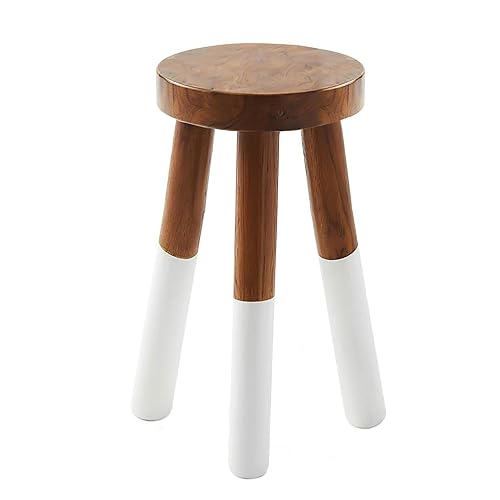 Teak 11.8" Round Dip Dyed Teak Stool | Wood Accent
