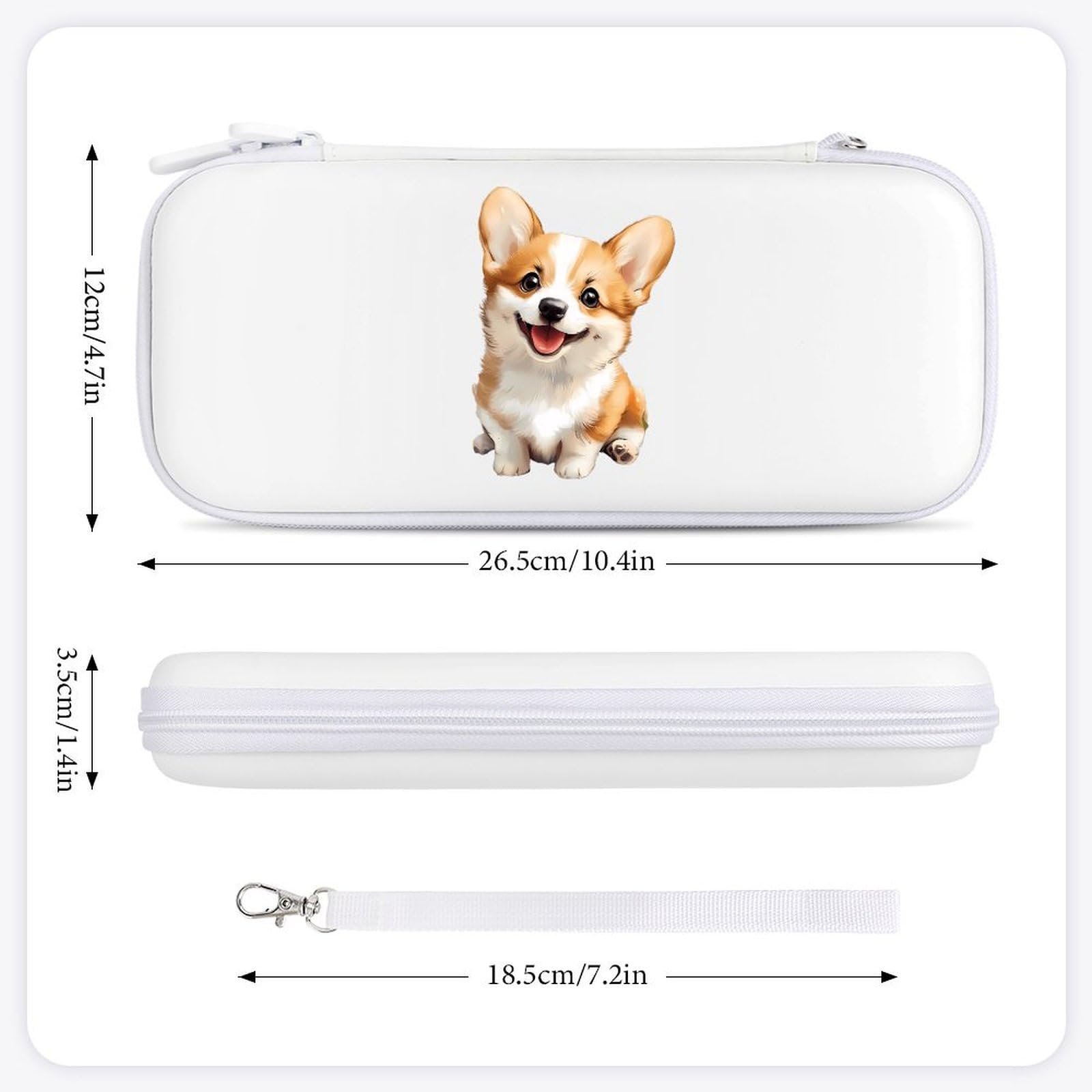 Cute Corgi Dog Compatible with Switch Carrying Case Hard Travel Game Bag Pouch with 15 Games Accessories White-style