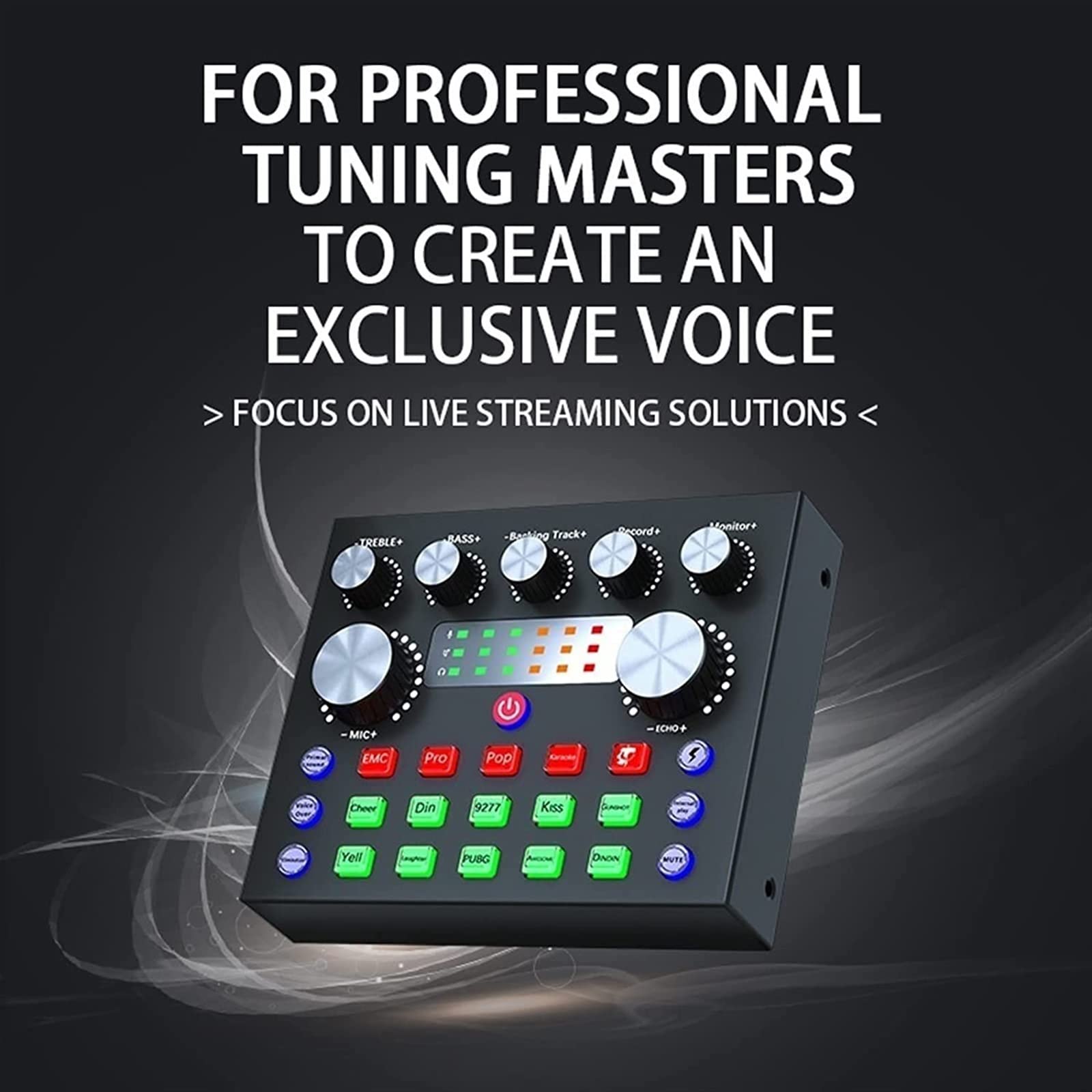Professioneller Audiomixer, V8S Audiomixer Externe USB-Soundkarte Handy Live Voice Changer Soundkarte mit Mehreren Soundeffekten