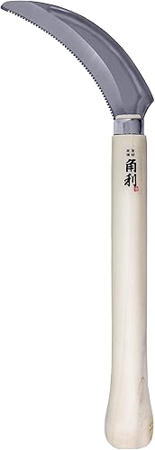 KAKURI Herramienta de jardín de hoz de cosecha japonesa de 4.7 pulgadas hoja de triple filo fabricada en Japón, hoz de cosecha de jardín para