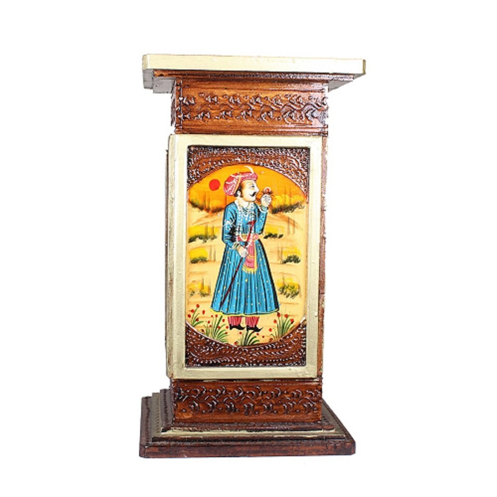 Apka Mart The Online Shop APKAMART Hand Crafted Wooden Side Corner Pillar Cum Cabinet - 24 Inch Height - Handicraft Showpiece & Utility Article for Home Decor, Room Decor and Gifts 3